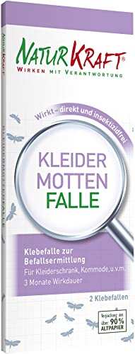 Preisvergleich Produktbild NATURKRAFT - Kleidermotten Falle / Mottenfalle für Schlafzimmer und Kleiderschrank / Motten Klebe-Falle / Unbedenklich für Menschen, Tiere und die Umwelt. / Inhalt: 2 Leimfallen