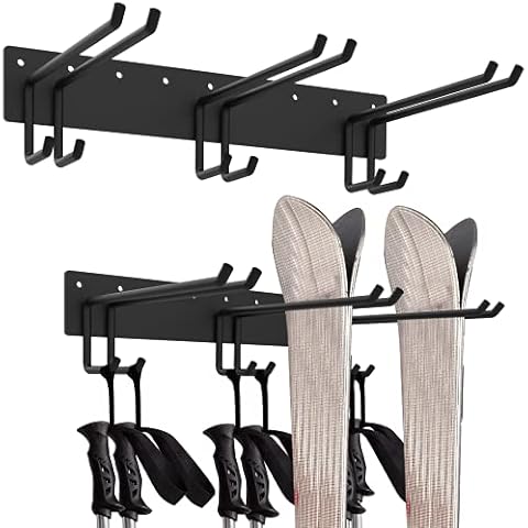 Ski-Wandregal, hält 12 Paar, zur Befestigung an der Wand, strapazierfähig, für Zuhause und Garage, 2 Stück Cover