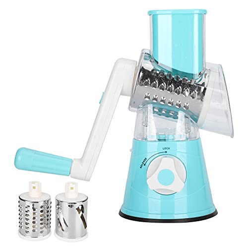 Cortador de verduras multifuncional, rallador manual de alimentos, picadora, accesorios de cocina, herramienta de corte segura y eficiente para cocinar en casa, plástico, acero (Azul)