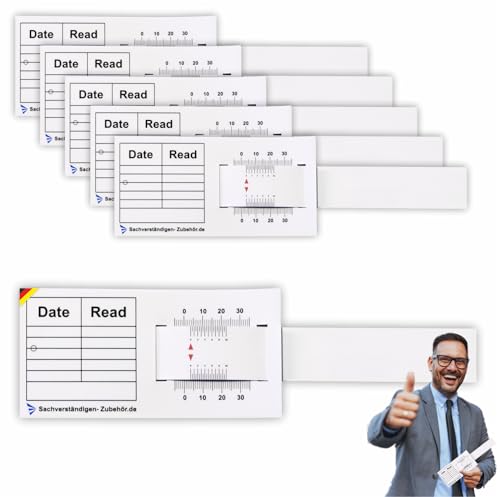 Sachverständigen-Zubehör® Rissmonitor als [Profi Messgerät] 5er Set | günstige Messlehre | Spaltmaß Risslineal Rissbreitenmesser | Rissbreitenlineal | Risslineal | Sachverständige Risskarte