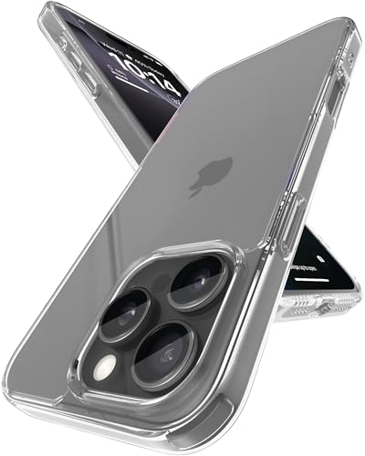 Image of eller sante Clear Back Cover Case for iPhone 16 Pro Shockproof Slim Thin Non-Yellowing Scratch Resistant Military-Grade Protection - Transparent