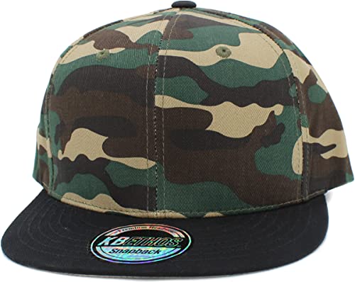 Image of KBETHOS Classic Snapback Hat Blank Cap Underbrim Cotton Wool Blend Flat Visor Adjustable Unisex