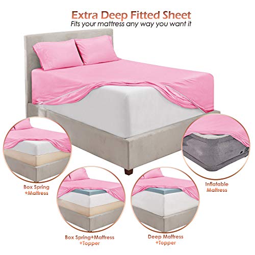 Image of Hearth & Harbor Extra Deep Pocket Twin XL Sheets - 3 Piece Hotel Luxury Twin XL Sheet Set Fits Up to 24 inch Mattress - Soft Luxury Twin XL Bed Sheet Set - Soft & Breathable, Twin XL, Lilac
