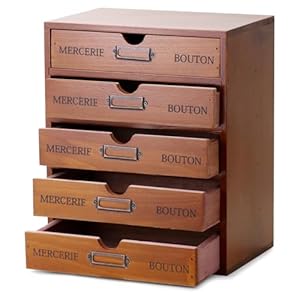 Vintage 5-Drawer Wooden Desk Organizer, Vintage Wooden Storage Box Desk, Home Desk Organizer, Craft Paper Storage Apothecary Cabinet Organizer, For home, office, kitchen, living room, toilet, bedroom