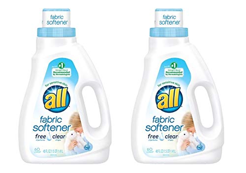 all Liquid Fabric Softener, Free Clear for Sensitive Skin, 48 Fluid Ounces, 60 Loads (Pack of 2)