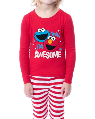 Sesame Street Toddler Girls' Elmo Cookie Monster I'm Awesome 2 Piece Long Sleeve Pajama Set4