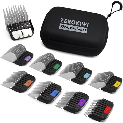 ZEROKIWI 8 Peignes Guides Professionnels en Acier Inoxydable Type A5, 3/6/10/13/16/19/22/25mm, 1/8
