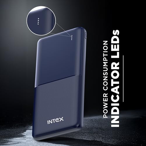 Image of Intex Strong Neo QCPD 10000mAh Power Bank with 22.5W Fast Charging, Type-C PD Input /Output, Dual USB Output, LED Indicators, Advanced Protection, Portable Power Bank for Smartphones & Tablets (Blue)