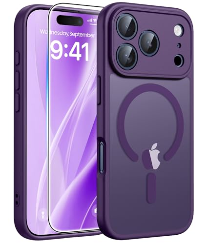 Image of FNTCASE for iPhone 17 Pro Max Case: [Compatible with Magsafe] Translucent Matte Cases with [Full Camera Protection] [Screen Protector] Military Grade Shockproof Protective Phone Cover - Purple