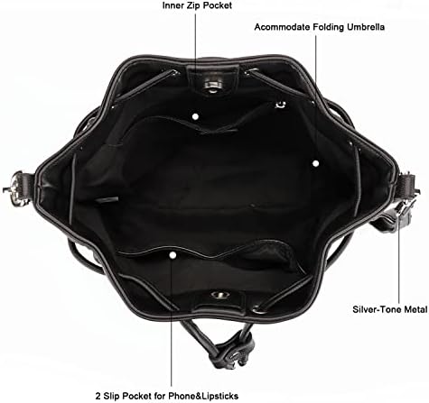 AFKOMST Bucket Bag for Women,Drawstring Shoulder Bag and Designer Ladies Handbags with 2 Shoulder Straps