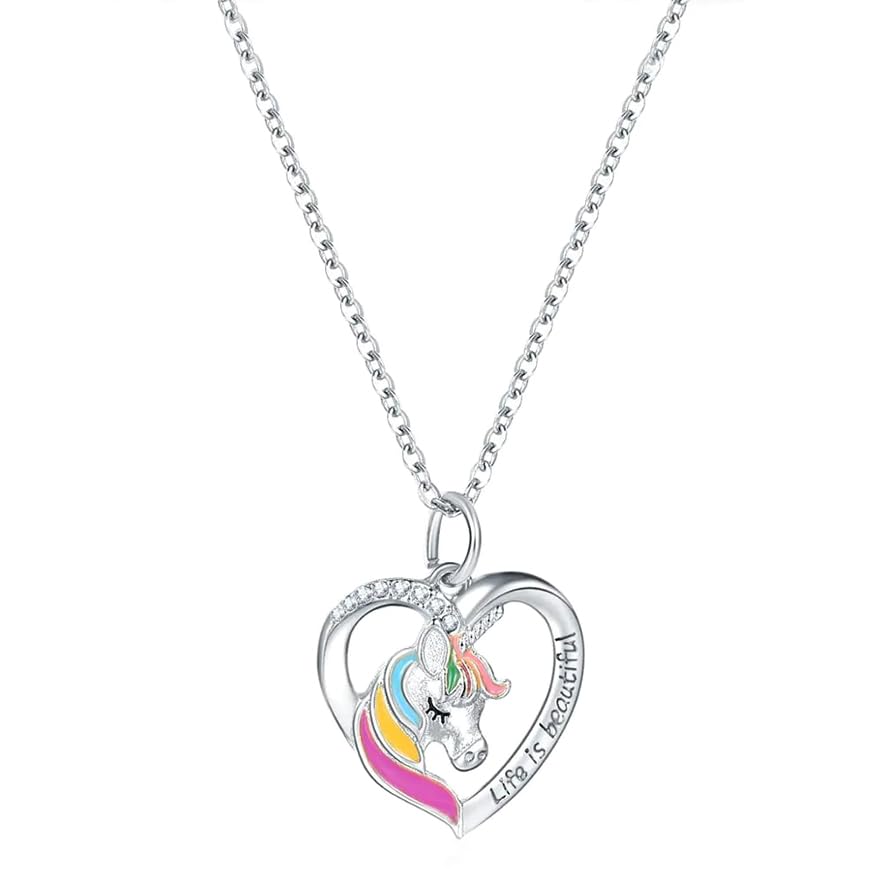 Melbees by Yellow Chimes Pendant Necklace for Kids and Girls Charm Necklace for Kids and Girls | Unicorn & Heart Charm Pendant Necklace | Birthday Gift For Kids and Girls (B0CDBLWD6M) Amazon Price History, Amazon Price Tracker