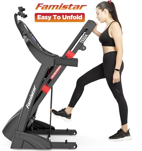 Image of 5.1HP Folding Treadmill for Home with 15% Auto Incline, 300 LB Capacity, Portable Foldable Treadmill, Free APP Control, Adjustable iPad Holder, 10MPH Speed, 71 Programs, Knee Strap Gift