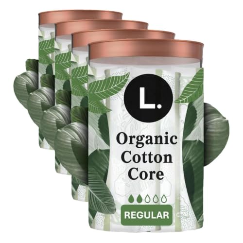 Image of L. Cotton Tampons Regular Absorbency, Contains an Organic Cotton Core, Made Without Synthetic Pesticides, or Fragrances, 84 Count (Pack of 4)