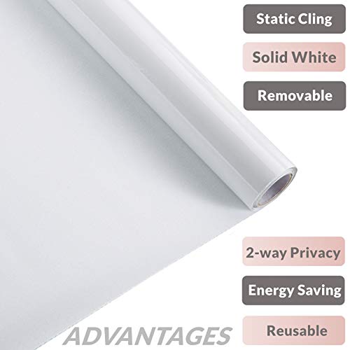 Feomos White Total Blackout Window Film, Static Cling Window Covering, 100% Light Blocking Glass Opaque Film, Room Darkening Window Vinyl For Privacy Day Sleep Sun Blocking 23.6X78.7 Inches #TOP1