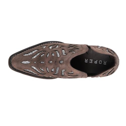 ROPER Womens Ava Glitz Glitter Underlay Snip Toe Casual Boots Ankle Low Heel 1-2" - Brown4