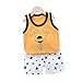 Fansu Conjunto de Pijama para Niños, Chaleco Sin Mangas Ropa de Dormir de Algodón Bebé Niña Verano 2 Piezas Pantalones Cortos de Pijama por 0-7 Años (Nave Espacial Naranja,75cm (5.5-7 años))