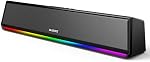 Bluedee Haut-parleurs pour ordinateur de bureau, Bluetooth 5.3 PC Haut-parleurs avec dynamique RGB Léger, Hi-Fi Stereo Computer Barre sonore, Plug & Jouer par fil USB/USB-C Haut-parleur de jeu puissant pour PC, Bureau, Ordinateur portable