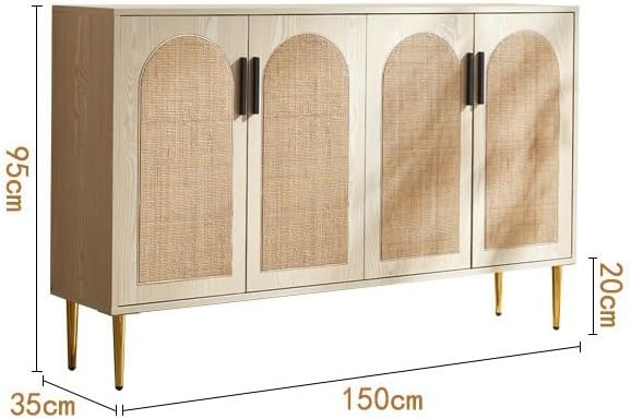 Sideboard Cabinet Rattan Wooden Dining Sideboard Storage Cabinet Simple Storage Cabinet Living Room Wall Storage Cabinet Sideboard Cabinet with Drawers