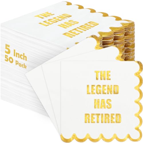 Retirement Napkin 5x5" the Legend Has Retired Cocktail Napkin, 50 Pcs