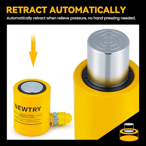 Image of NEWTRY 20 ton Hydraulic Ram Jack Cylinder and CP-180 Hand Hydraulic Pump Short Type 2 inch Stroke Porta Power Ram (20 ton Jack+ Manual Pump)