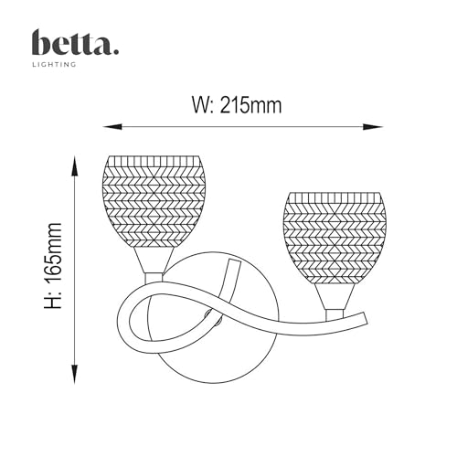 Lámpara de pared doble de acero con tulipas de cristal transparente 7