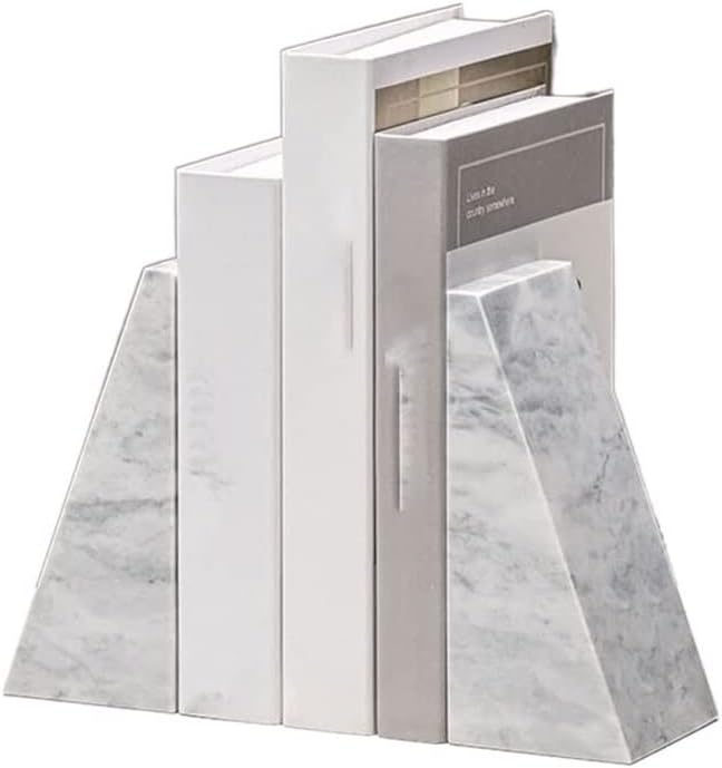 Book End Marble Bookends for Shelves, Non-Skid Book Ends, Heavy Duty Marble Book Holders Organizer Book Stoppers (Color : B, Size : 7 * 3.5 * 3.1in)