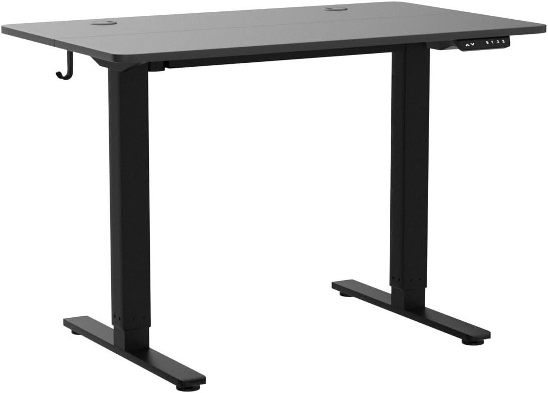  40 x 24 Inch Standing Desk, Stand up Height Adjustable Home Office Electric Table, Sit Stand Desk with Splice Board, Black Frame & Black Desktop thumbnail