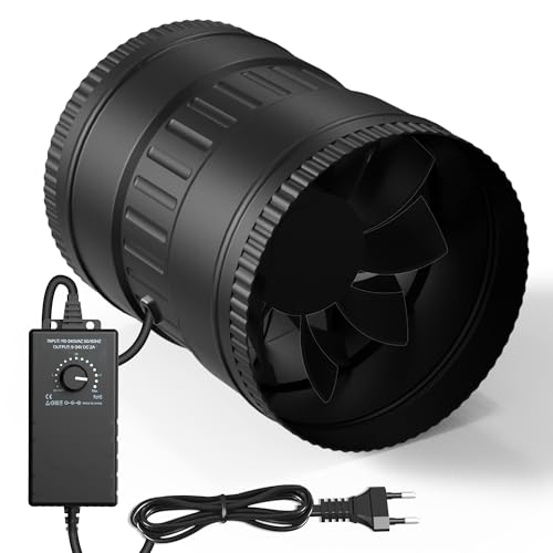 Brogachy Regelbar Rohrventilator 200mm Rohrlüfter 1088m/h EC-Motor Abluftventilator 2600 RPM für Heizung Kühlung Booster Wachstumszelte Hydrokulturen Heimgebrauch Belüftung.