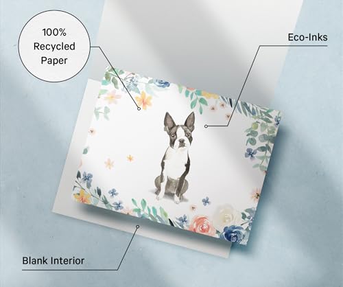 Image of Twigs Paper Boston Terrier Thank You Cards, 12 Dog Stationery Note Cards