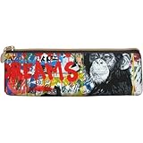 バンクシー ゴリラ アニメ レザー 三角ペンケース 軽量 鉛筆ボックス 子ども 大容量 筆箱 収納ボックス 文房具ポーチ ペンポーチ 学生 通勤通学 多機能ポーチ 学校 人気 プレゼント