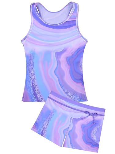 Image of Uhnice Girls Swimsuit Two Piece Tankini Swimwear with Boyshort