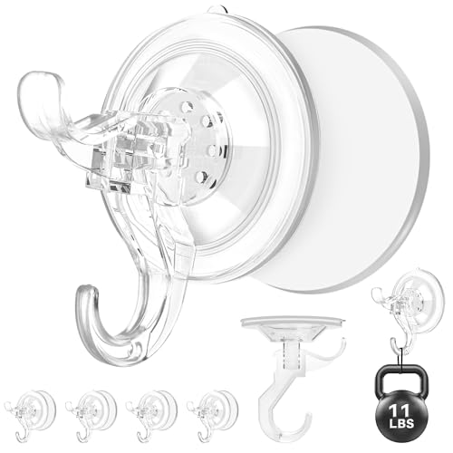Aetubree 5-Pack Saugnapf Haken Ohne Bohren Set Saughaken Extra Stark Wiederverwendbar Saugnäpfe mit Haken für Fenster Bad Badezimmer Glasplatten Küche 7 cm Durchmesser max. 5 kg Transparent