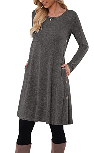 MOLERANI Pulloverkleid für Damen Langarmkleid Damen Knopf Lässiges...