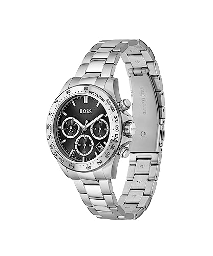 Image of BOSS Hugo Stainless Steel Novia Analog Black Dial Women Watch-1502614, Silver Band