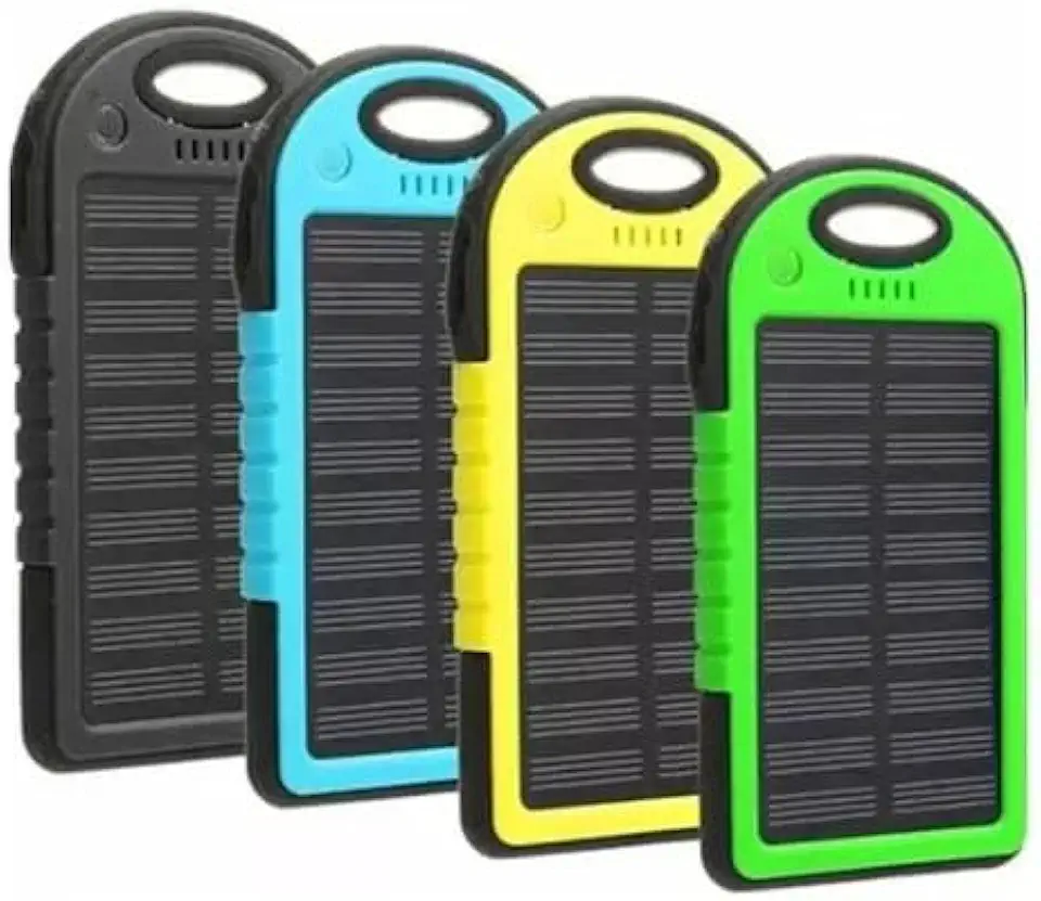 Power Bank Solar Portátil, 3.000mAh, Carregador Solar com LED, Cores Sortidas