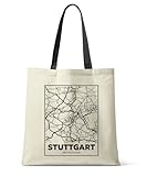  Stuttgart, Deutschland, Stadtstraßenkarte, bedruckte Naturbaumwolle, Tragetasche