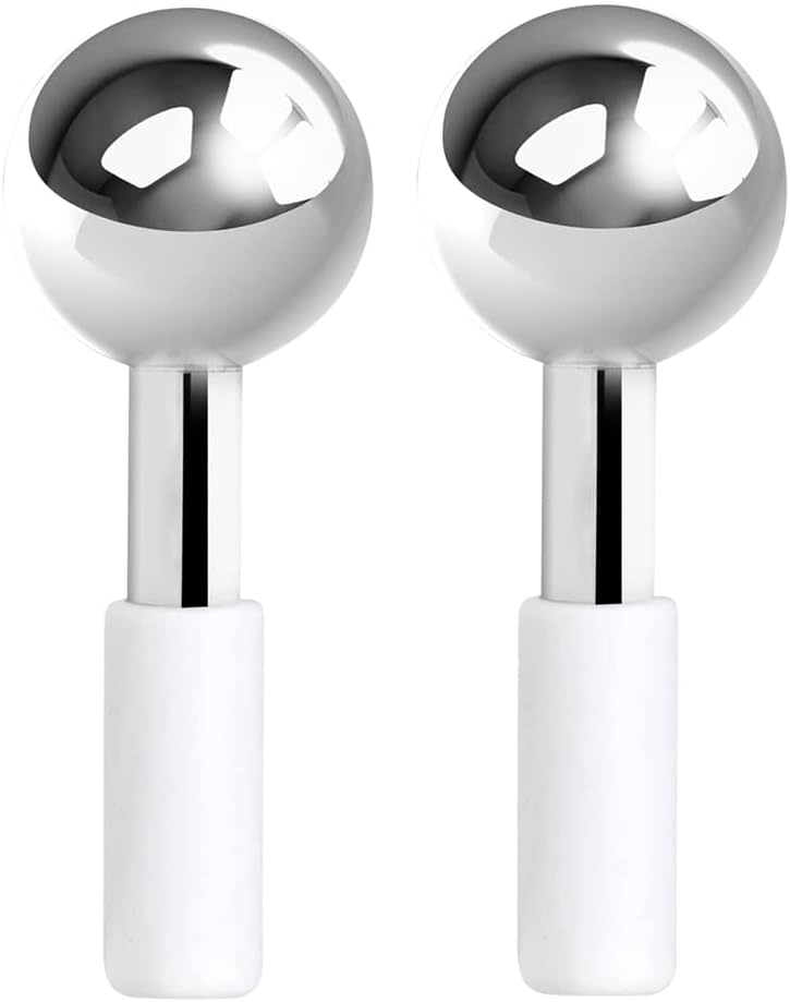 Ice Globes for Facials, 360 Rotating Unbreakable Steel Cooling Roller, Cryo Sticks for Face, Massager for Face Neck and Eyes, Skin Care for Dark Circles, Puffiness, Wrinkles, Collagen Production