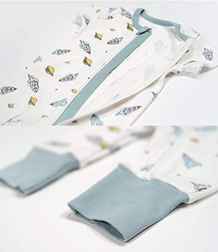 Teach Leanbh Baby Boys Girls 2 Pack Footless Pajamas Cotton Short Sleeve Printing Romper Sleep And Play 3-24 Months (Rocket, 12-18 Months) #TOP3