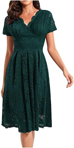 Short Sleeve Dresses for Womens Summer Fall Deep V Neck Lace Spandex Long Lounge Sexy Basic Dresses Ladies 2023 VX