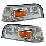TRQ 2 Piece Driver & Passenger Side Front Corner Light Assembly Set Compatible with 2006-2011 Mercury Grand Marquis FO2526103 FO2527103