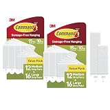 Command 15 lb & 10 lb Large and Medium Picture Hanging Strips, 2‑Pack (56 Pairs / 112 Strips), Damage‑Free Hanging Picture Hangers, Great for Home Decor, White Adhesive