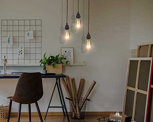 2 Pack Elibbren Plug In Pendant Light Cord Kit With Switch, Vintage Hanging Light Cord With 13.12Ft Twisted Hemp Rope Plug In Pendant Kit, Industrial Pendant Lighting Diy Plug In Lamp Fixture #TOP4