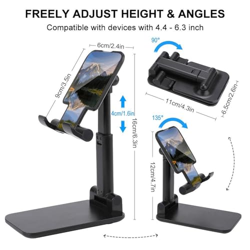 Support de téléphone portable pliable et réglable pour bureau compatible iPhone Android - 2