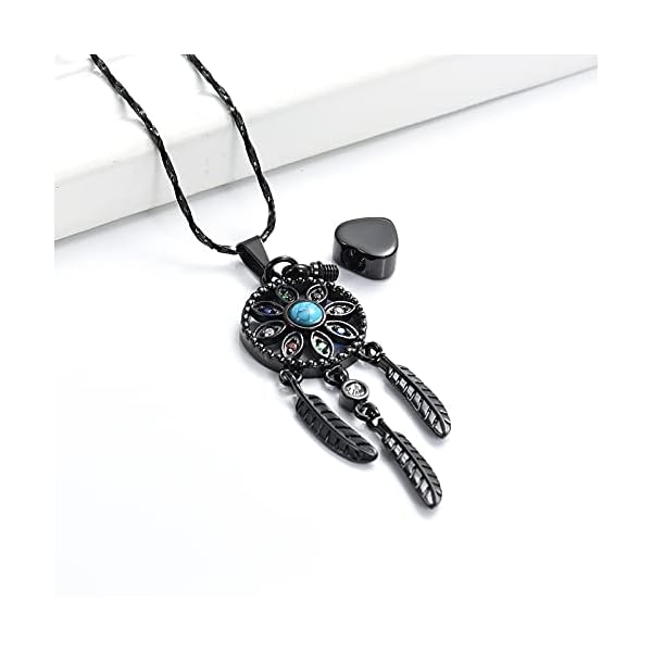 Imrsanl Cremation Jewelry Dream Catcher Urn Necklace for Ashes for Women Men Feather with Flower Keepsake Memory Jewelry Heart Urn Pendant for Human Pet Ashes