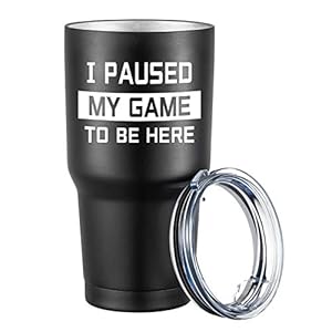 I Paused My Game To Be Here – Gifts for Teen Boys Girls Gamers – 30 oz Black Insulated Stainless Steel Tumbler with Lid…