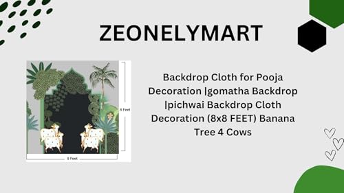 Image of Pichwai Cow Backdrop Cloth for Poja |Backdrops for Decorationss |Background Decorationss Cloth 8 /8 ft (Black picwai Cow (8 8 FT) bhogi Pallu decorationss Backdrop