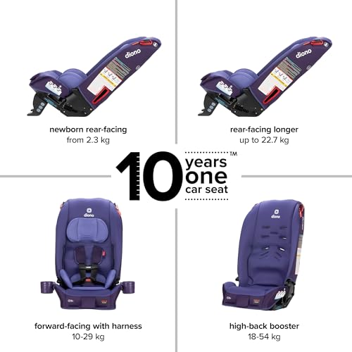 Image of Diono Radian 3R, All-in-One Convertible Car Seat, Rear and Forward Facing, 10 Years 1 Car Seat, Slim Fit 3 Across, Purple Wildberry