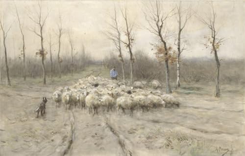 Tableau Toile Troupeau de moutons Anton Mauve contre les murs vides