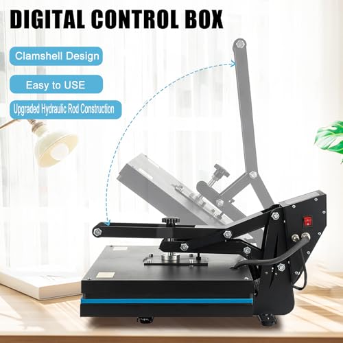 Heat Press 16x24 Inch, High Pressure Clamshell Heat Press Machine 1800W, Large Heat Press Digital Control Heat Transfer Machine for T Shirts
