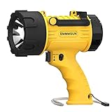 EMMMSUN IP67 Waterproof Rechargeable Spotlight Flashlight, 6000 Lumens Handheld Spotlight with Red F